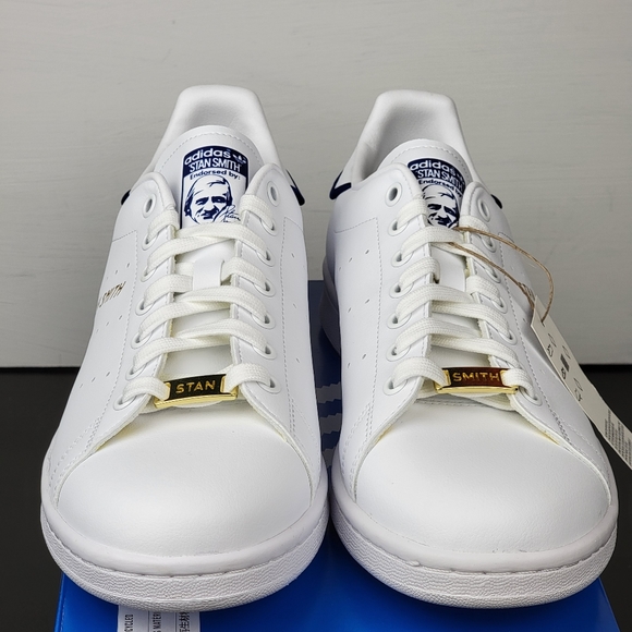 Adidas Originals Stan Smith Sneakers White Blue Gold Men's Casual Shoes - Picture 4 of 6